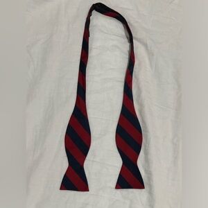 Jos A Bank Red & Navy Blue Stripe Silk Bow tie